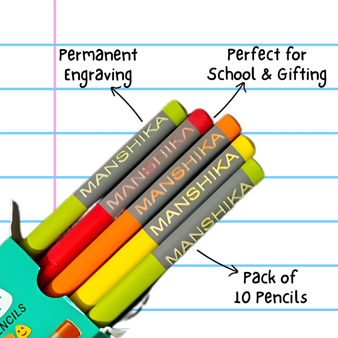 Personalised Name Pencils – Custom Name Pencils for Students (Pack of 10)